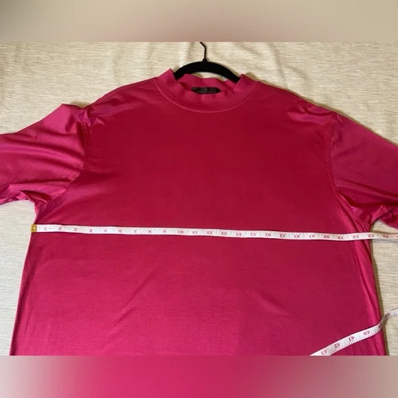Men’s Bugatchi High Neckline Short Sleeve 100% Cotton Pink Medium - Picture 10 of 15